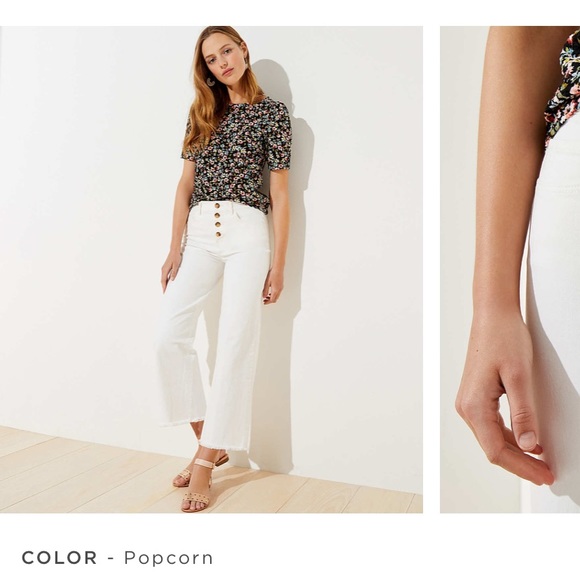 Loft High Waist Wide Leg Crop Jeans In 